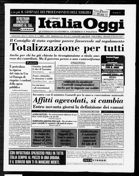 Italia oggi : quotidiano di economia finanza e politica